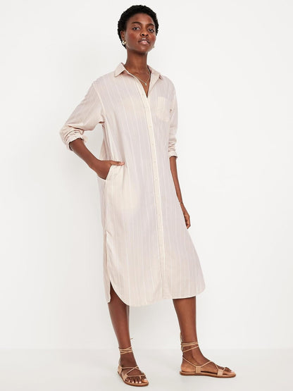 Old Navy LS Shirt Dress Midi Vestido Mujer
