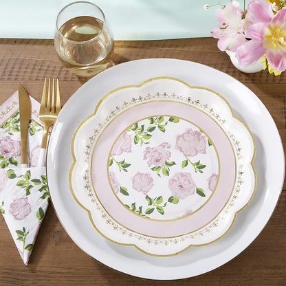 Kate Aspen - Fiesta de té floral clásico de 9 pulgadas Platos de papel decorativos de primera calidad | Suministros para fiestas, color rosa (juego de 16), (28590PK)