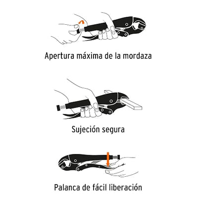 Truper PPT-10C, Pinza de presión 10", mordaza curva