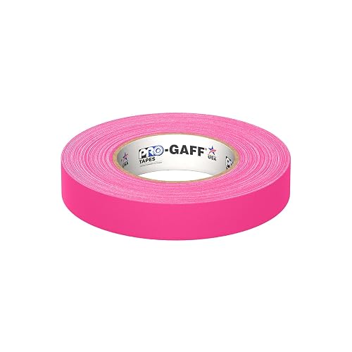Pro Tapes - - Cinta mate Pro Gaff con adhesivo de goma, 24 mil x 45 m, color Rosado Fluorescente, (paquete de 1)