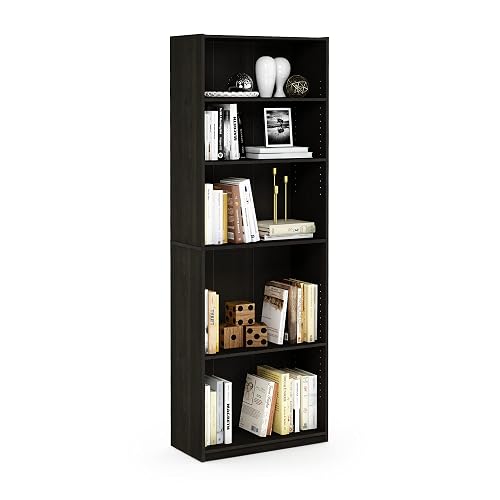 Furinno Jaya Librero Organizador de 5 Estantes para Sala, Oficina o Recámara, Color Espresso
