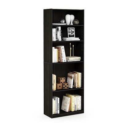 Furinno Jaya Librero Organizador de 5 Estantes para Sala, Oficina o Recámara, Color Espresso