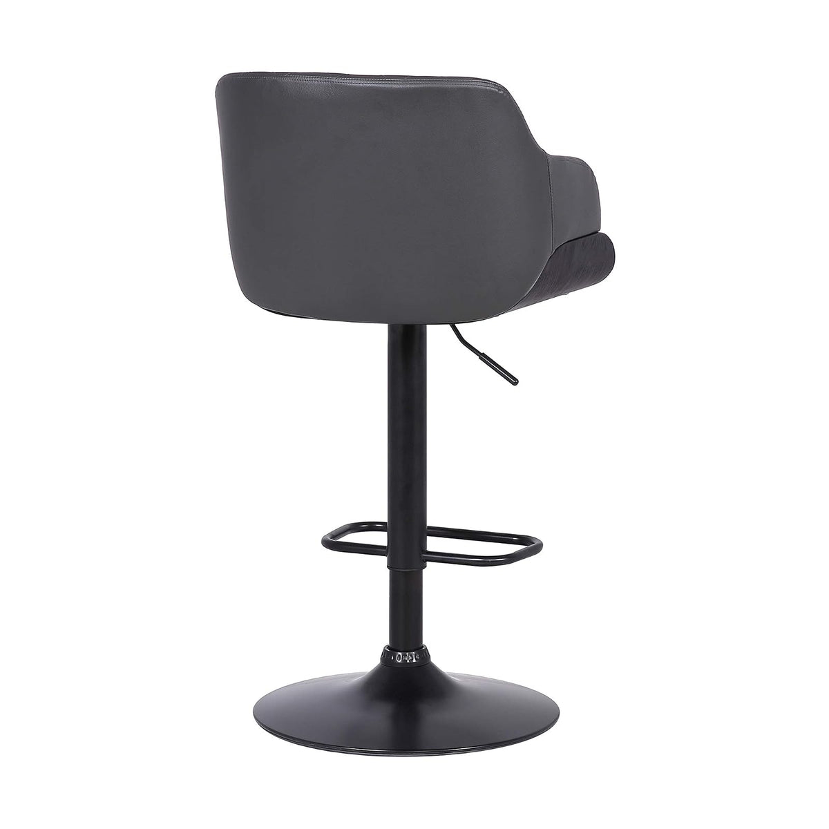Armen Living LCTOSWBAWABL Toby Taburete Giratorio de Piel sintética, Ajustable, Negro, Cromo, Nogal