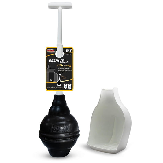 Korky Hideaway - Émbolo de inodoro resistente con soporte, transporte sin goteo, sella todas las formas de tazón, potente eliminación de obstrucciones, 97-5