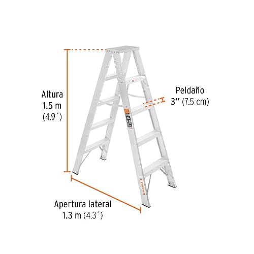Truper ESTD-24, Escalera de tijera doble, tipo ll, 4 escalones