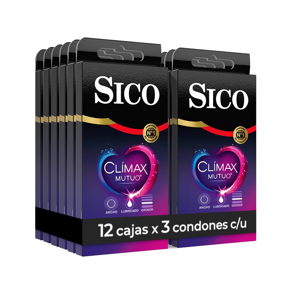 Sico Clímax Mutuo, condones con benzocaína, cartera con 36 piezas