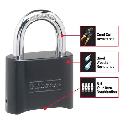 Master Lock 178D - Candado de combinación, 1 paquete, Negro