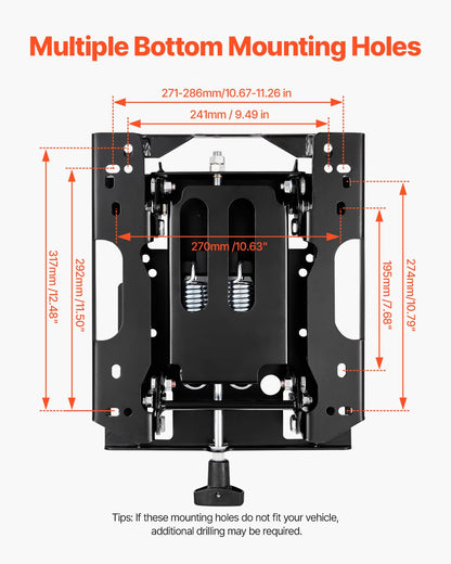 VEVOR - Kit de suspensión de asiento sin pista deslizante de asiento, suspensión de asiento universal para cortacésped de giro cero, kit de suspensión de asiento de tractor ajustable compatible con