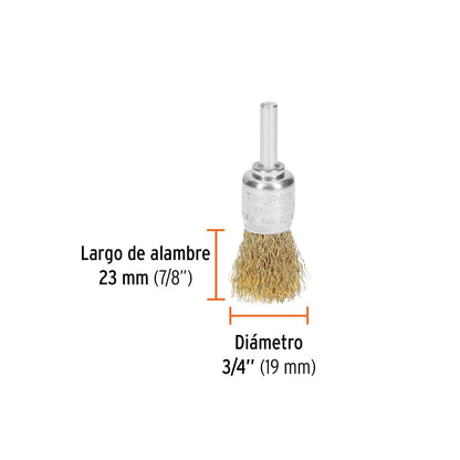 Truper COM-3/4, Carda de copa, alambre grueso, 3/4" para taladro