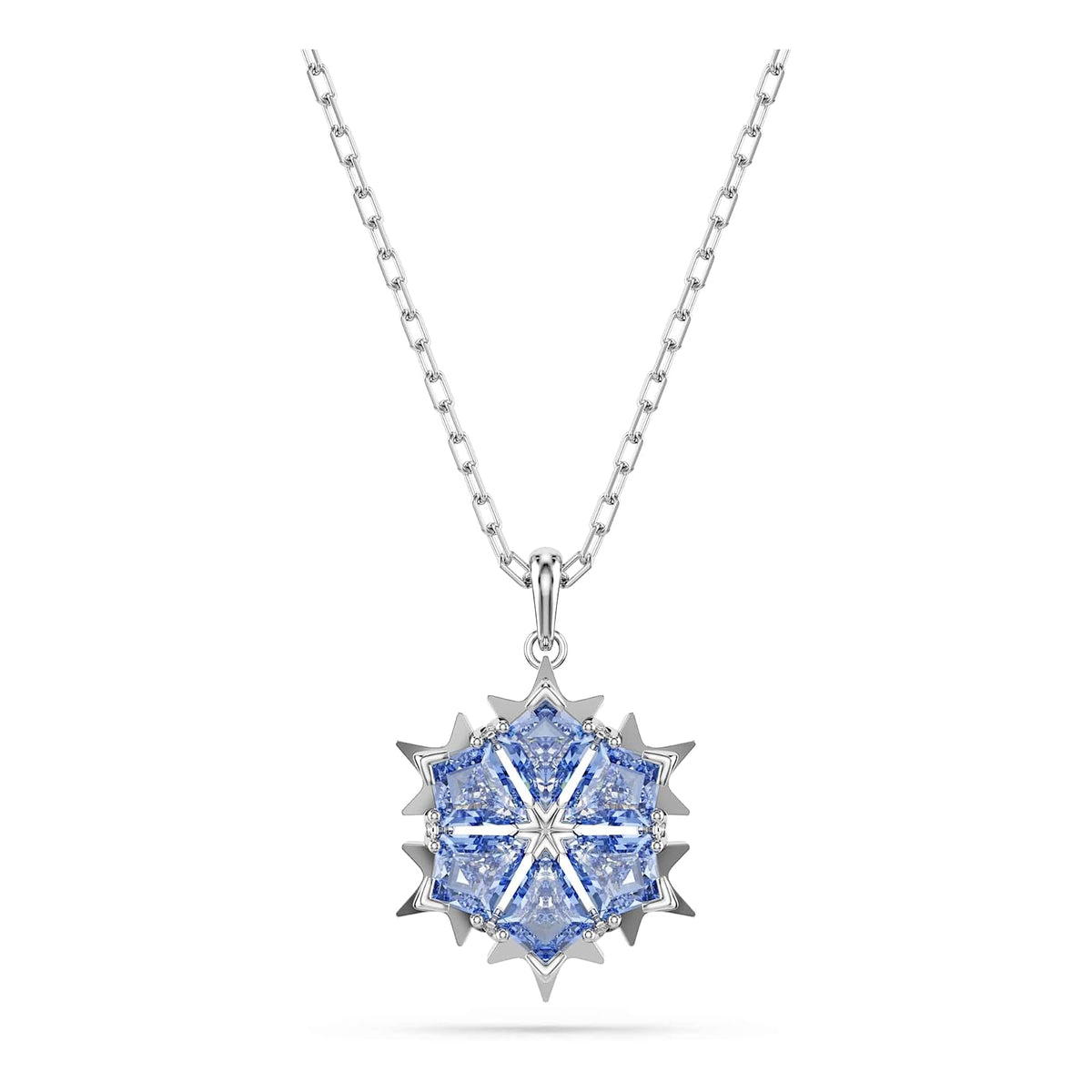 Swarovski Conjunto Magic, Copo de nieve, Azul, Baño de rodio - Colgante mágico - Azul