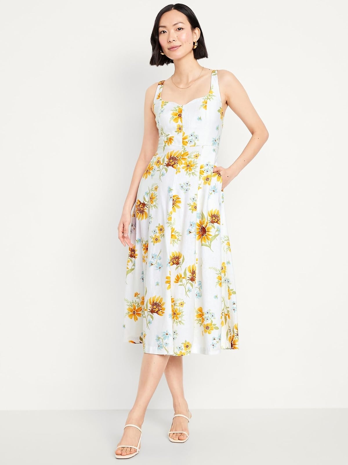 Old Navy SL Notch Neck Cami Midi- Print Vestido Mujer
