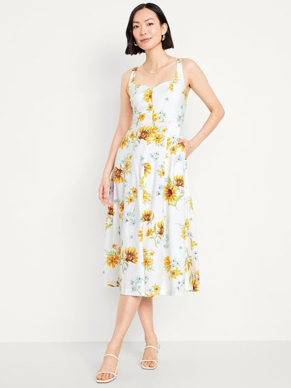 Old Navy SL Notch Neck Cami Midi- Print Vestido Mujer