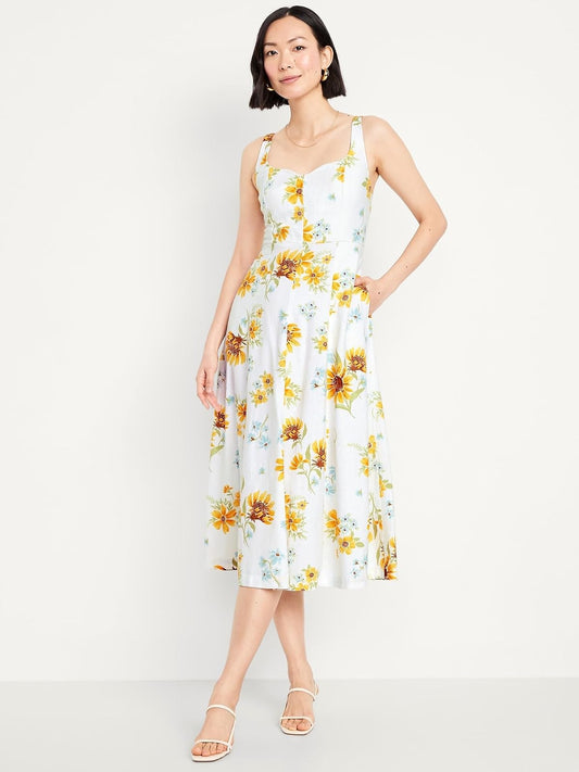 Old Navy SL Notch Neck Cami Midi- Print Vestido Mujer