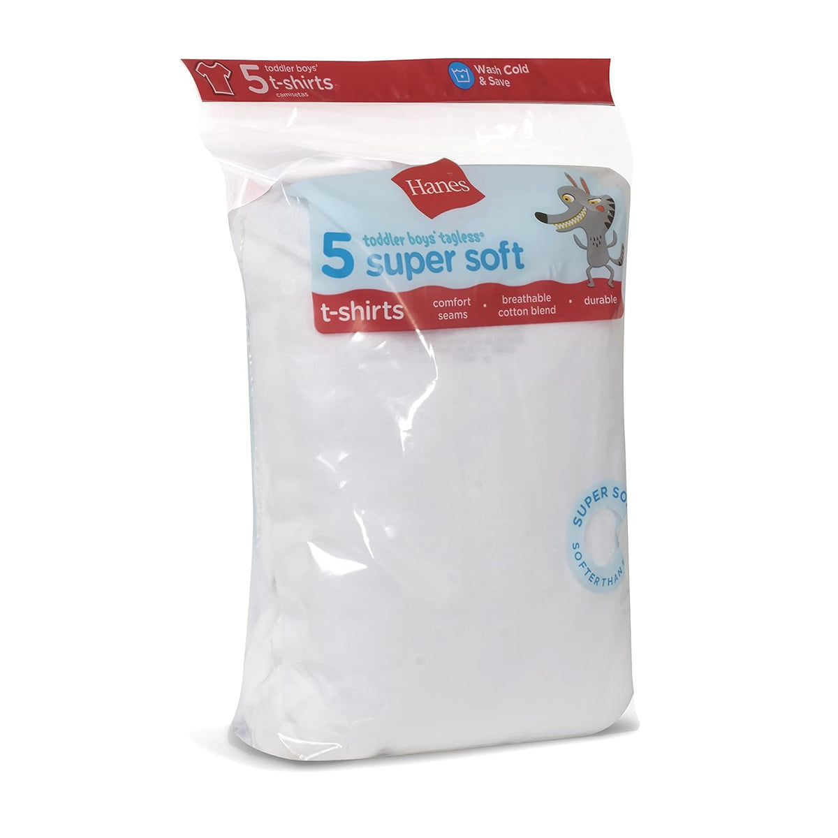 Hanes Hanes Toddler Boys' Undershirts, White T-Shirts for Babies, Crew Tees, 5-Pack Capa de Base Superior Niños