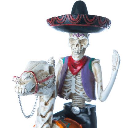 Running Decora Dia de Muertos Figura de poliresina Charro en Caballo