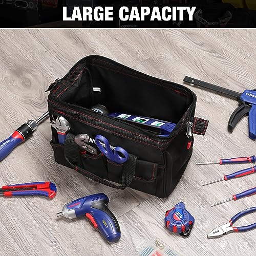 WORKPRO W081020A bolsa de almacenamiento compacta para herramientas, boca ancha superior, 12 pulgadas