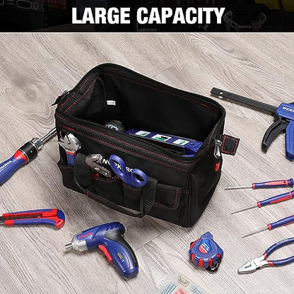 WORKPRO W081020A bolsa de almacenamiento compacta para herramientas, boca ancha superior, 12 pulgadas