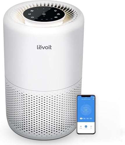 LEVOIT Purificador de Aire Inteligente con Filtro HEPA H13, Control por Alexa, Silencio Modo Sueño <24dB, Elimina 99,97% de Alergia Tabaco Polen Ácaros Olor y Caspa de Mascota, Core 200S, Blanco