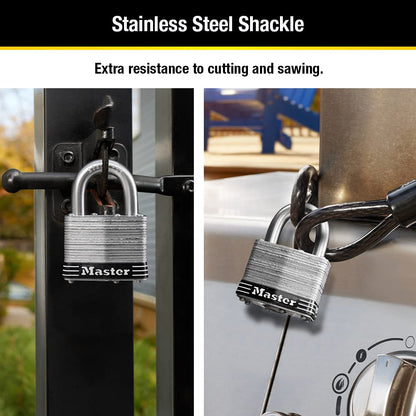 Master Lock 5SST - Candado de acero inoxidable con llave, 2 unidades