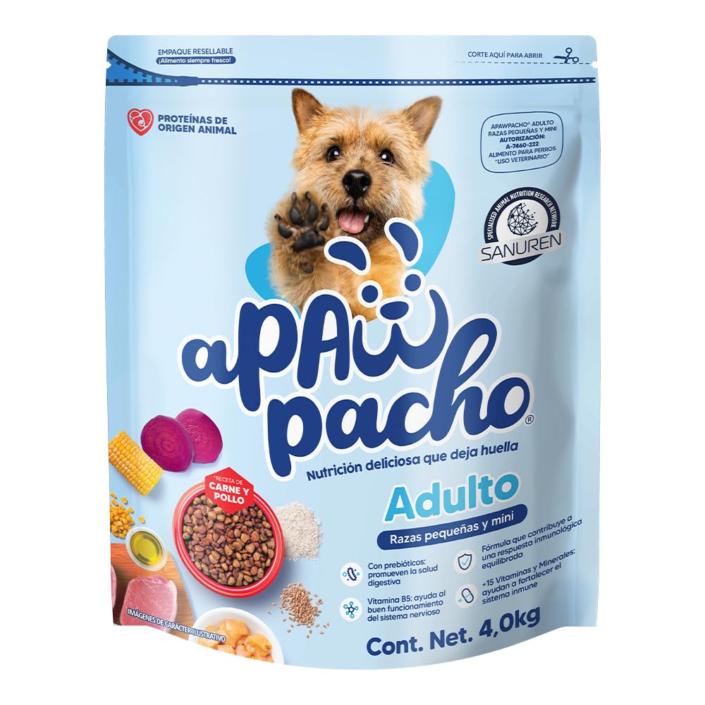 Apawpacho Alimento para Perros Adultos Razas Pequeñas y Mini, 4 kg.