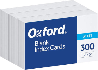 Oxford - Fichas, En blanco, Blanco, 3 x 5 pulgadas