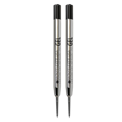 Monteverde Recambios de gel sin tapa para adaptarse a bolígrafos estilo Parker, punta de aguja extrafina de 0,5 mm, negro, paquete de 2, tecnología de escritura suave para Parker, Conklin, Schmidt y