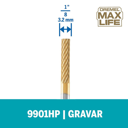 Broca giratoria de carburo de tungsteno para tallar Dremel Max Life de 1/8" (3,2 mm)