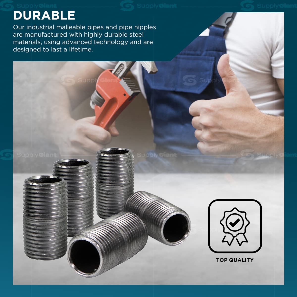 Everflow Supplies - Pipa para pezón (acero galvanizado), paquete de 10, 3/4" x 1", Galvanizado