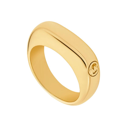 Anillo cuadrado Michael Kors de latón en color dorado para mujer, MKJ8601710 talla 7