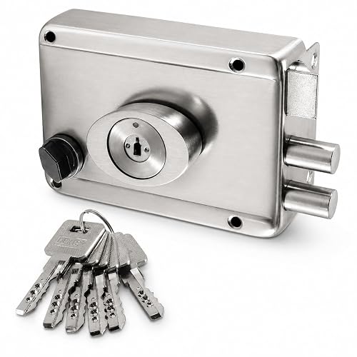 Dexter 6772 Cerradura de Sobreponer (Chapa de Parche) Automática de Llave de Alta Seguridad, Mecanismo de Barras