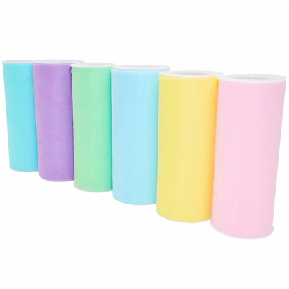 Morex Ribbon - Tulle pastel de tul de nailon de 15 x 150 yardas para falda de tutú arcoíris, surtido (paquete de 6), regalos de unicornios reales para niñas, regalos de bebé para baby shower, ideas de