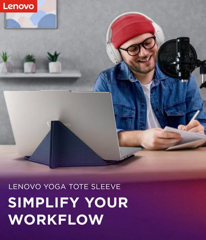Lenovo Yoga - Funda para portátiles con visualización de 14 Pulgadas, Organizador de múltiples Compartimentos con Soporte Convertible, Funda Protectora Ligera de poliéster y Microfibra, Azul cósmico