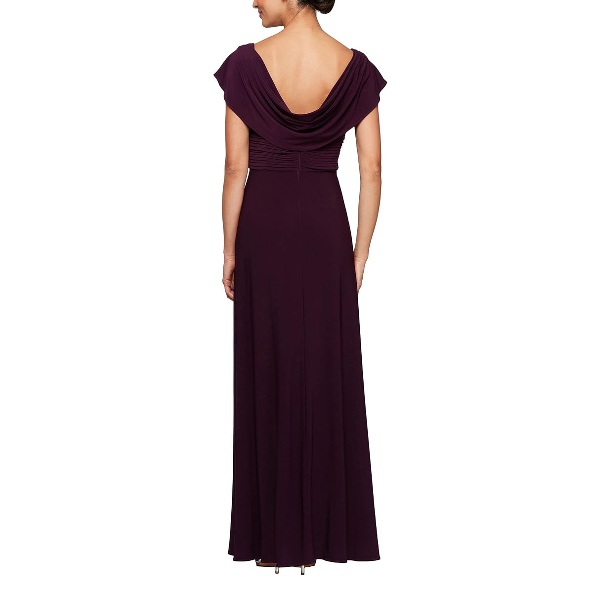 Alex Evenings Long Cowl Neckline Mother of The Bride Dress, Formal Event Gown (Petite and Regular Sizes) Vestido para ocasión Especial Mujer