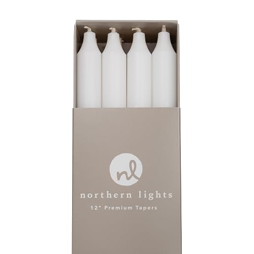 Northern Lights Candles Nlc Premium Tapers 12 Unidades, Blanco Puro, 12 Pulgadas