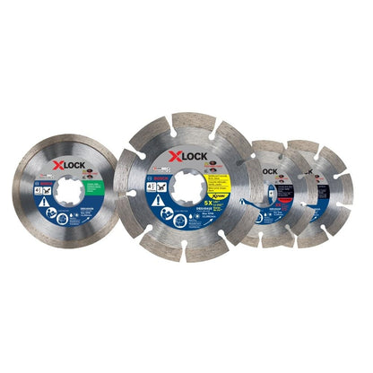 BOSCH DBX4541E 4-1/2" X-LOCK Hoja de diamante de borde segmentado Xtreme compatible con 7/8 pulgadas. Arbor para aplicación en hormigón reforzado, ladrillo, piedra