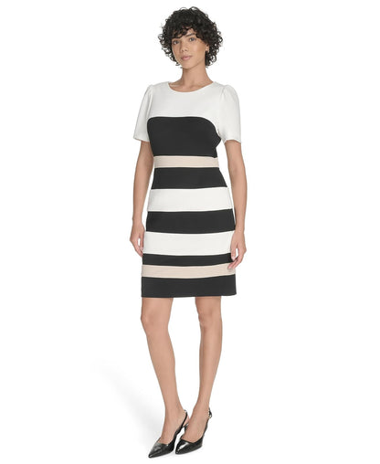 Tommy Hilfiger Vestido de Manga Corta con Bloque de Color Vestido para Mujer