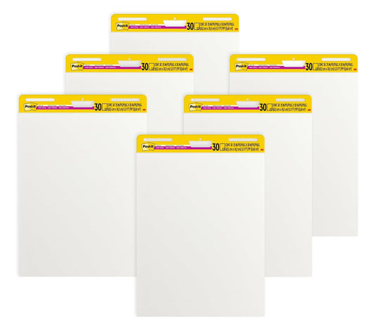 Post-it - Almohadilla para caballete superadhesiva, 25 x 30 pulgadas, 30 hojas / bloque, 6 almohadillas para orejas (559VAD6PK), gran papel blanco premium autoadhesivo, super poder de adherencia