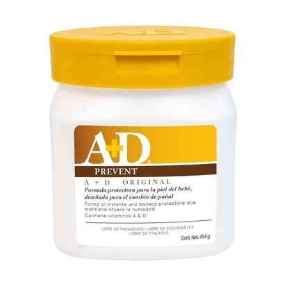 A+D Original Prevent Pomada para Rozaduras de Pañal para Bebés 454g | Formato Familiar