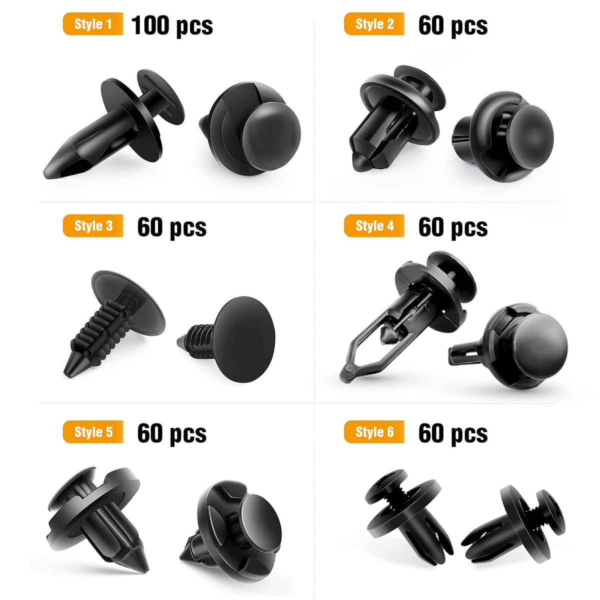 GOOACC 400 clips universales de plástico para guardabarros compatibles con GM Ford, Chrysler Toyota Honda con 6 clips de retención de cuerpo automático