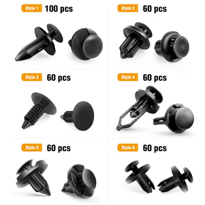 GOOACC 400 clips universales de plástico para guardabarros compatibles con GM Ford, Chrysler Toyota Honda con 6 clips de retención de cuerpo automático
