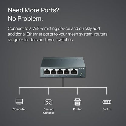 TP-Link Switch de Red Gigabit TL-SG105 - 5 Puertos RJ45 Gigabit - Carcasa Metálica - Plug and Play - QoS e IGMP Snooping - Ahorro de Energía