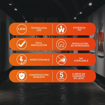 Tecnolite - Lámpara de Techo para Interior de Casas Beid II, Potencia 4.7 Watts, Foco Incluído. Función Dirigible hacia Diferentes Ángulos, Spot LED de Sobreponer. Iluminación Interior