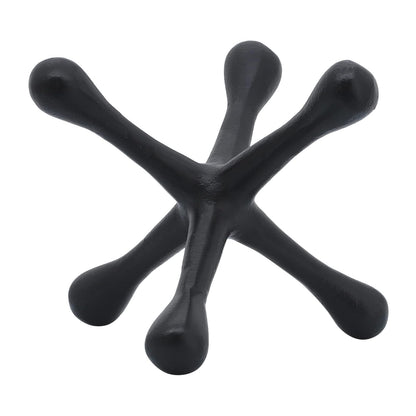 Sagebrook Home Escultura Abstracta de Metal Jacks para decoración de habitación, recámara u Oficina, Aluminio, Negro, 8 cm de Largo x 9 cm de Ancho x 5 cm de Alto
