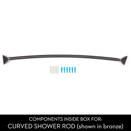 interDesign 79077 Wall Mounted Curved Bathroom Shower Curtain Rod Hardware Included, Adjustable, Matte Black, 41” x 72”