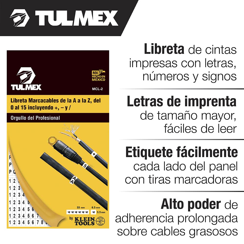 TULMEX MCL-2 | Libreta Marcacables | Letras, Números Y Signos