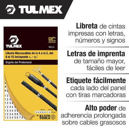 TULMEX MCL-2 | Libreta Marcacables | Letras, Números Y Signos