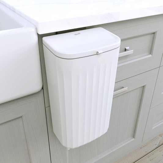 Glad Roomate Cubeta de Basura 12L | Blanco, Apertura Doble Tapa, Para Clóset de Cocina Bajo Baño Oficina