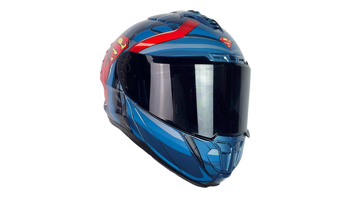 KOV Casco Snow Superman 2.0 Azul ABATIBLE para Moto Certificado Dot