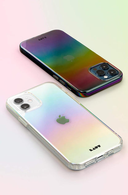 LAUT - Funda Holo Compatible con iPhone 12 / iPhone 12 Pro | Brillo Iridiscente | Protección contra Impactos de 4 m | Botones fáciles de Hacer Clic • Medianoche