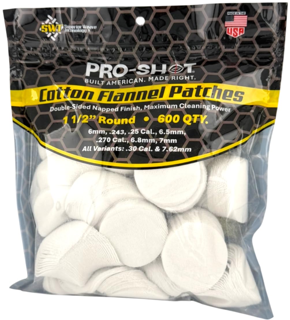 Pro-Shot Parches de Limpieza de Franela de Algodón - Parches de 1 1 - 2 " - 600 Count